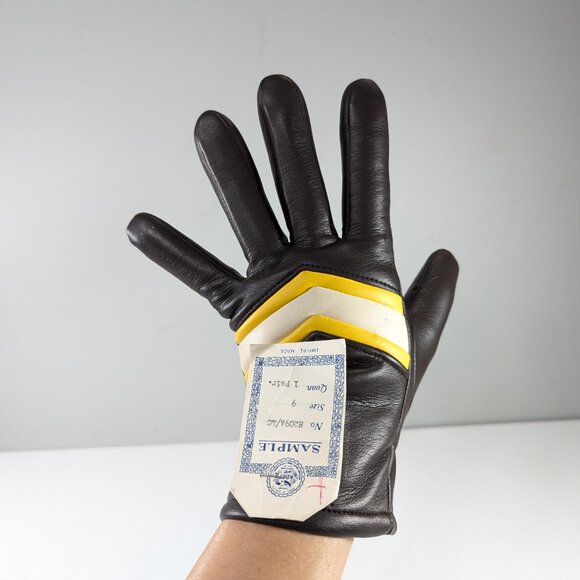 NOS vintage PVC gloves, 1970 style / 1980s ladies gloves Empire Made Hong Kong - Picture 10 of 12